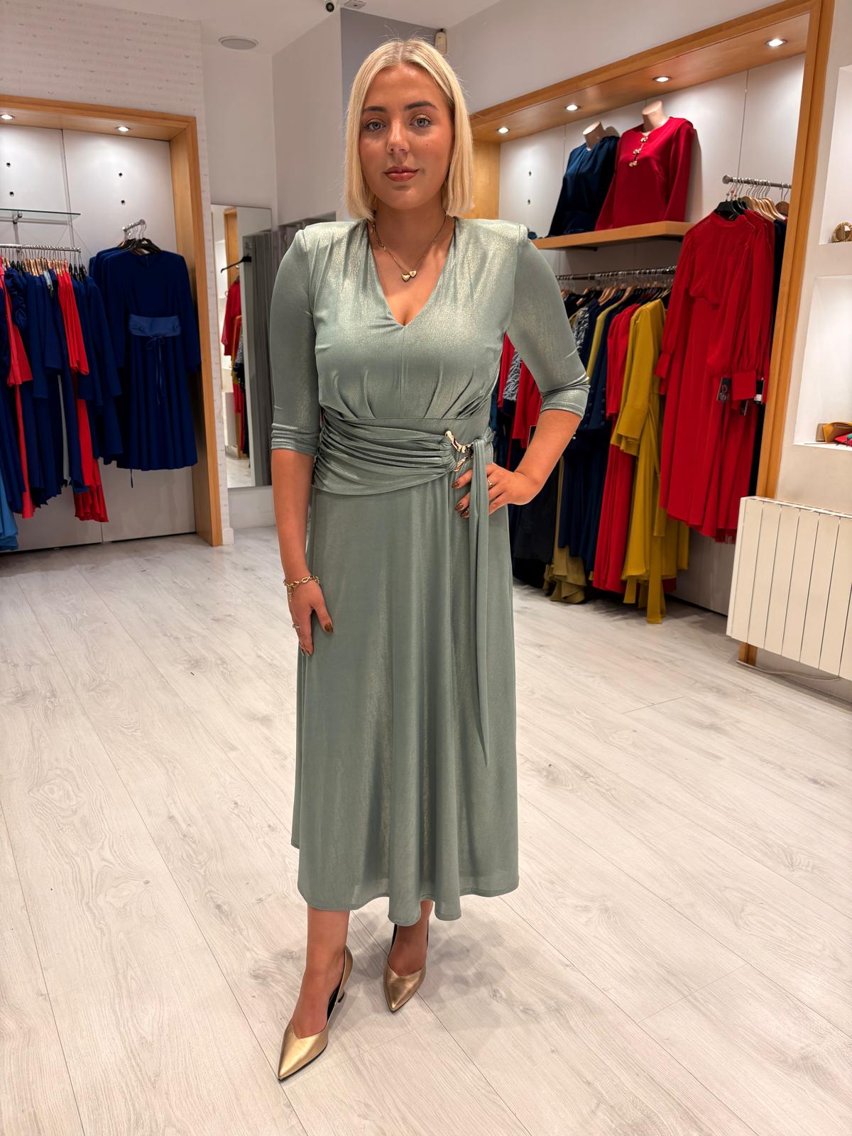 Rolemode Eucalyptus Metallic Dress