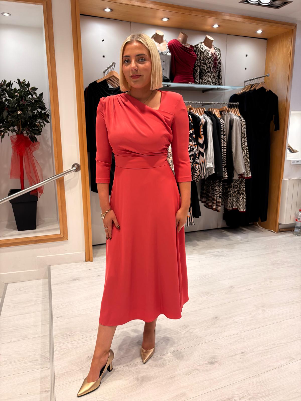 Rolemode Salmon Midi Occasion Dress
