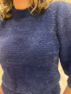 St Tropez Navy Fluffy Knit