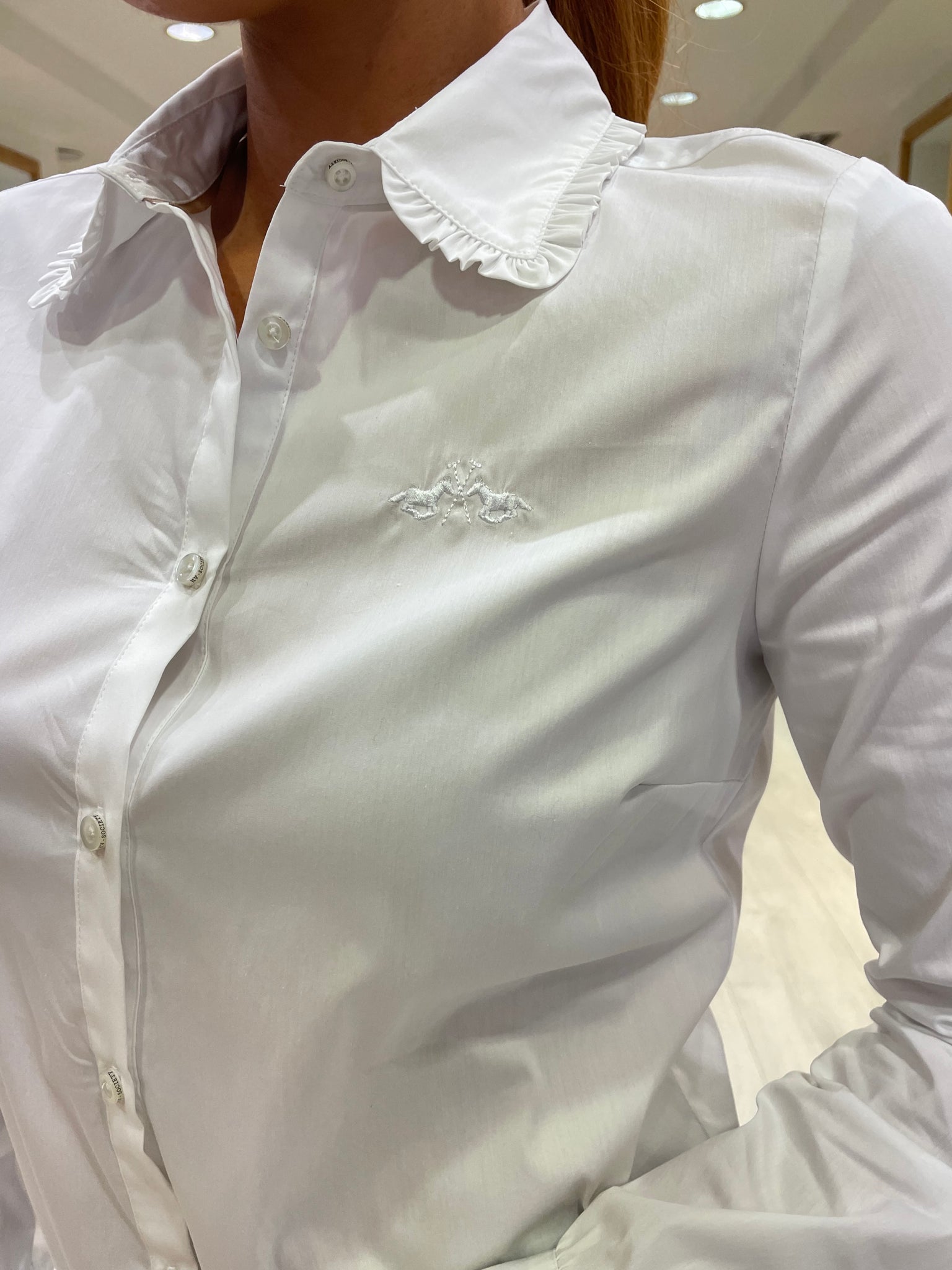 HV Polo White Tailored Frill Shirt