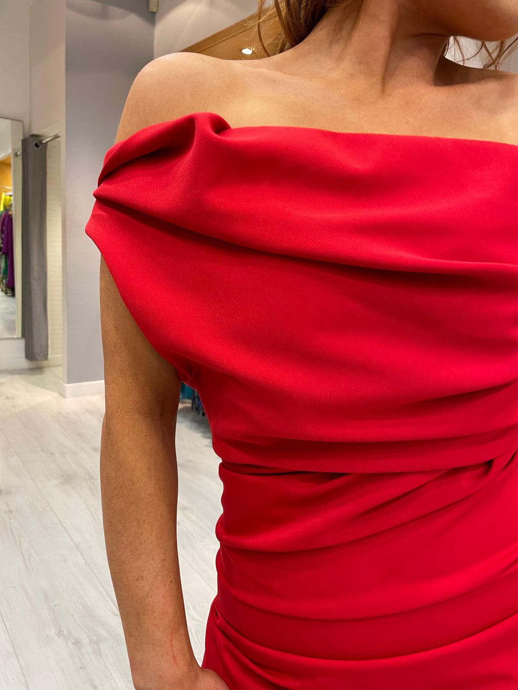 Kevan Jon Red Fishtail Bodycon Dress