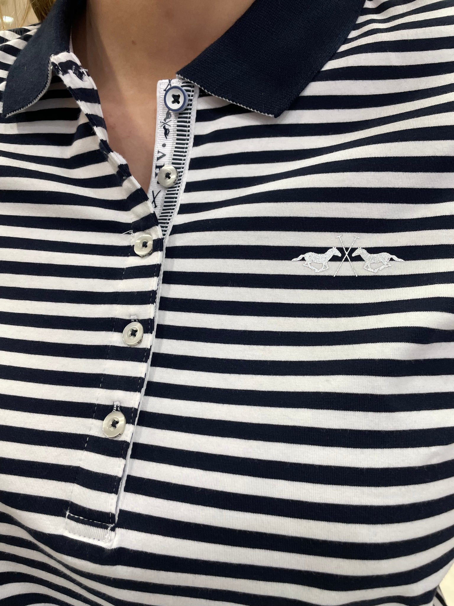 HV Polo Navy Stripe Polo Shirt